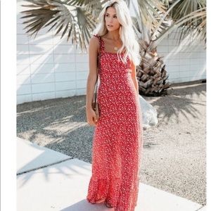 Vici Red Ruffle Floral Maxi